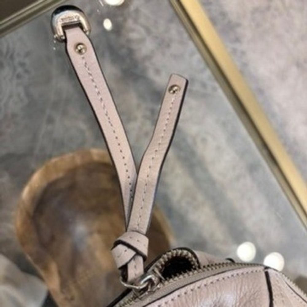 B Makowsky Cream Pebbled Leather Satchel Shoulder Bag Whipstitch Cream - Picture 9 of 16